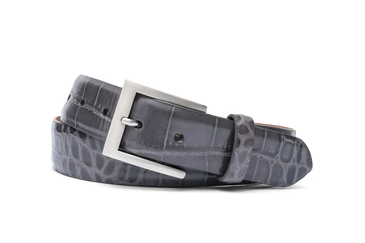 Embossed Crocodile Belt with Brushed Nickel Buckle sold by W. Kleinberg product image thumbnail 4