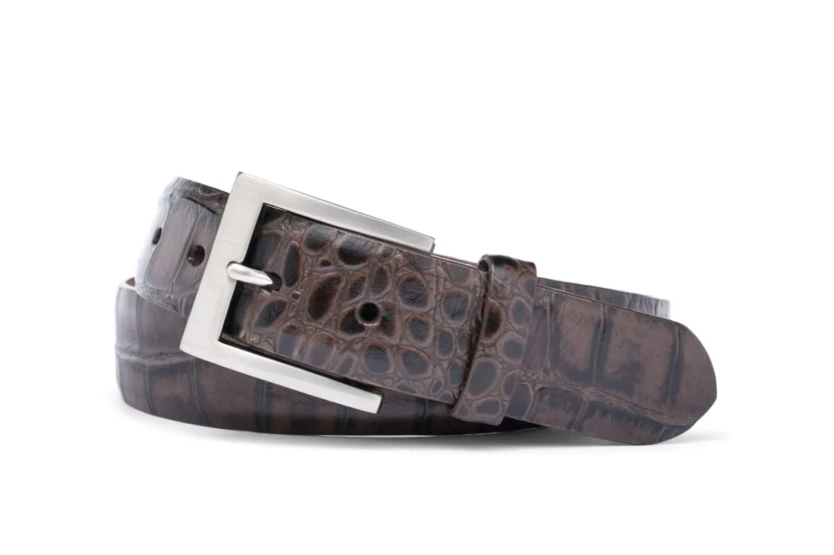 Embossed Crocodile Belt with Brushed Nickel Buckle sold by W. Kleinberg product image thumbnail 2
