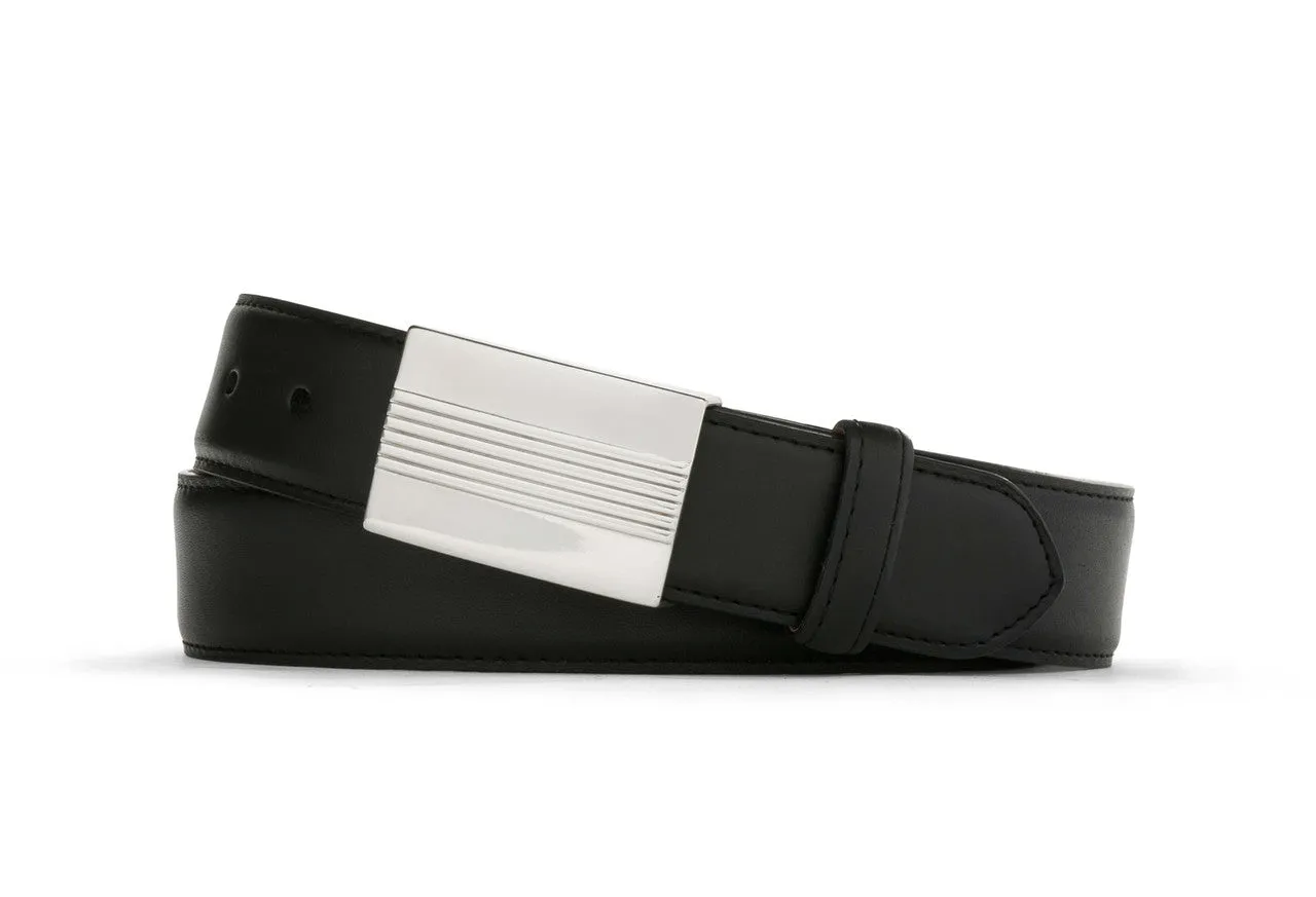 Matte Calf Belt with Plaque Buckle sold by W. Kleinberg