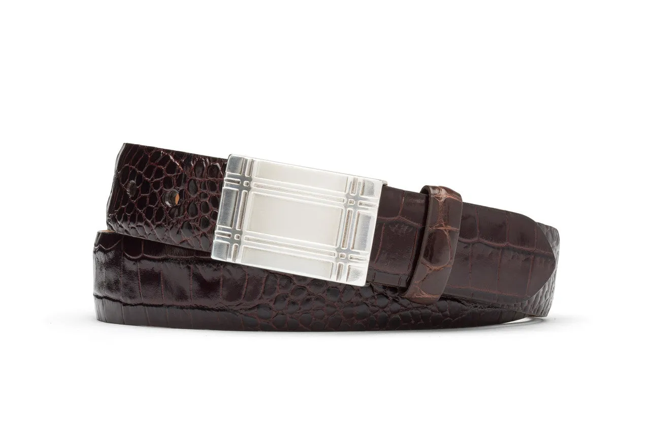 Embossed Crocodile Belt with Plaque Buckle sold by W. Kleinberg product image thumbnail 3