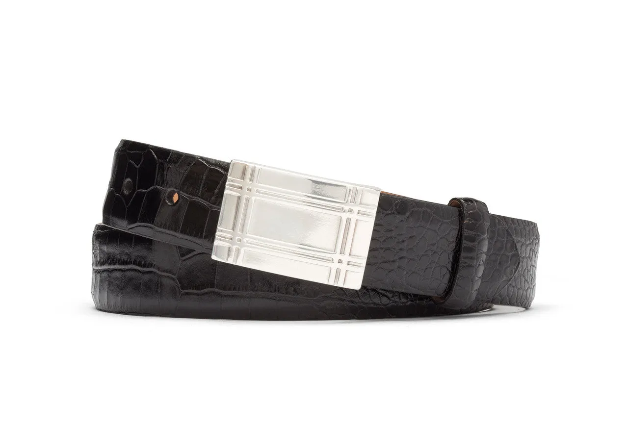 Embossed Crocodile Belt with Plaque Buckle sold by W. Kleinberg product image thumbnail 2