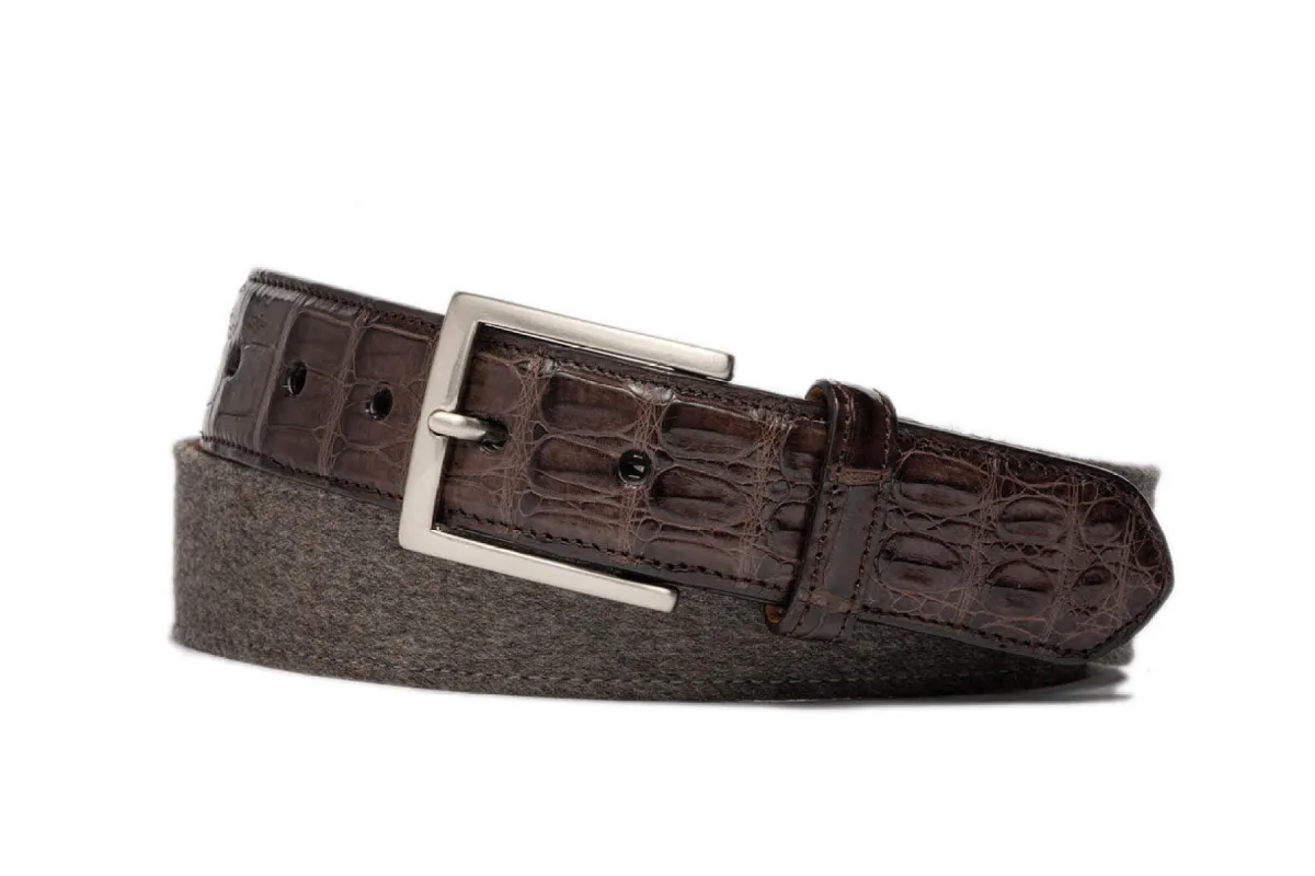 Cashmere Belt with Croc Tabs and Brushed Nickel Buckle sold by W. Kleinberg