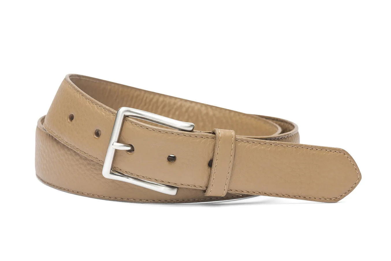 Pebbled Calf Soft Belt with Brushed Nickel Buckle sold by W. Kleinberg