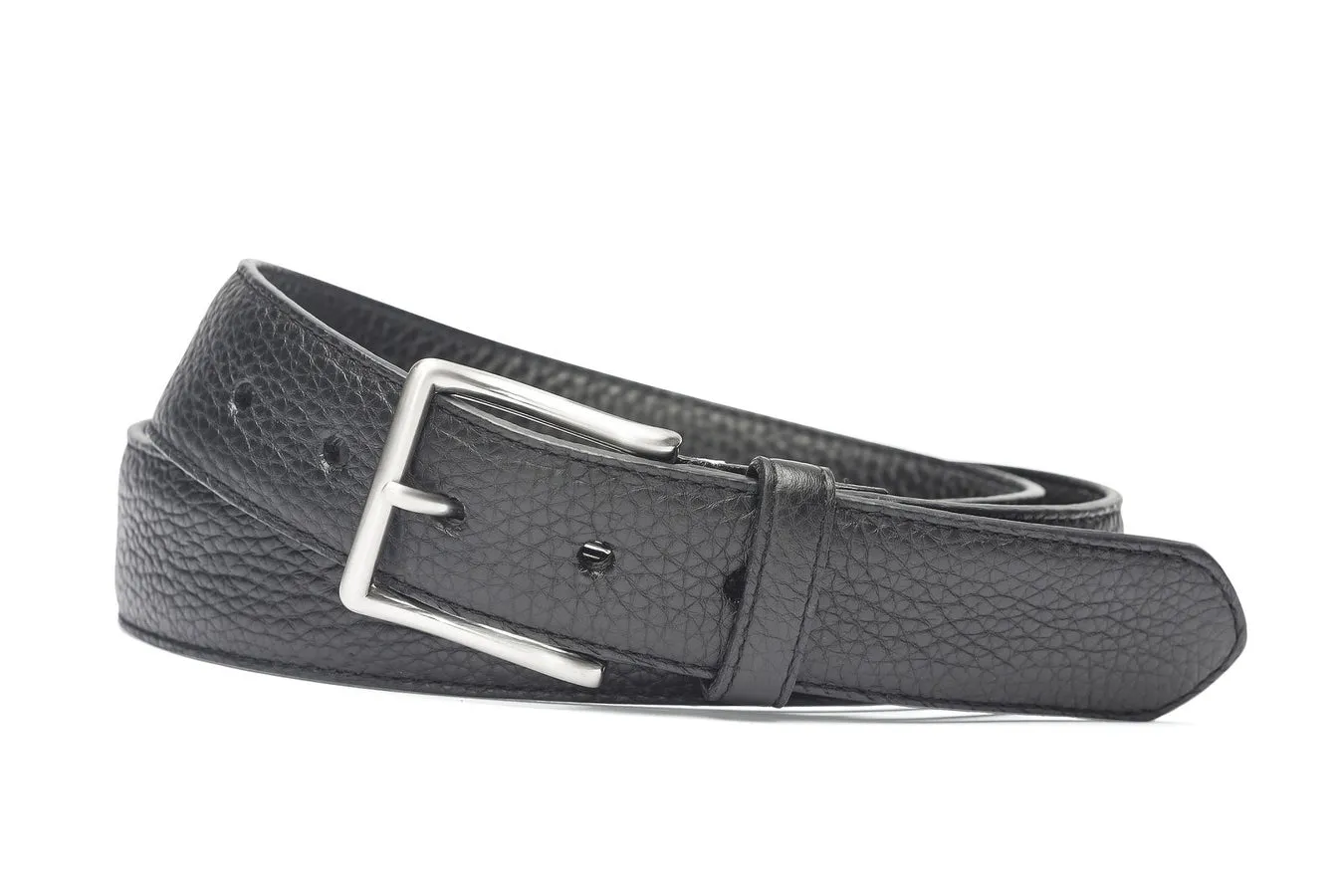 Pebbled Calf Soft Belt with Brushed Nickel Buckle sold by W. Kleinberg product image thumbnail 2