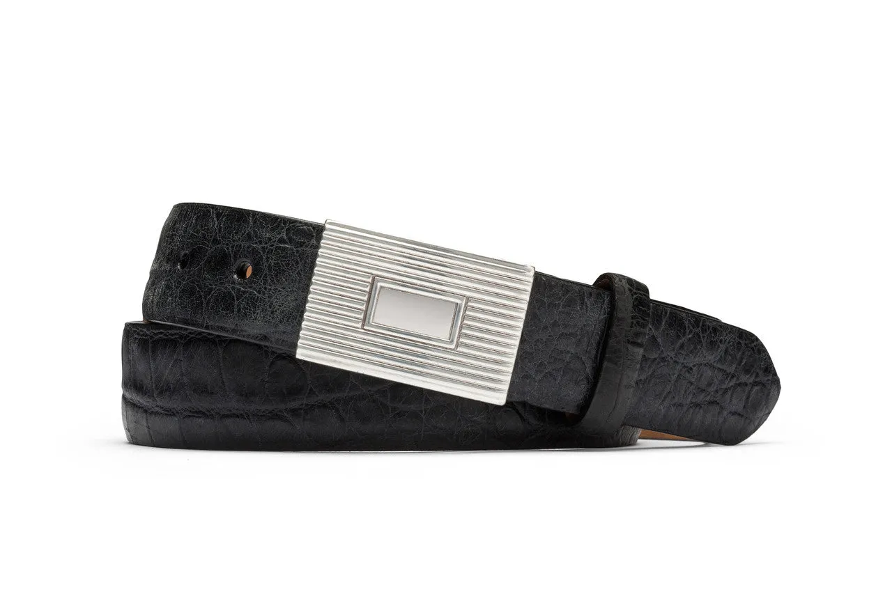 Distressed Embossed Crocodile Belt with Plaque Buckle sold by W. Kleinberg product image thumbnail 3