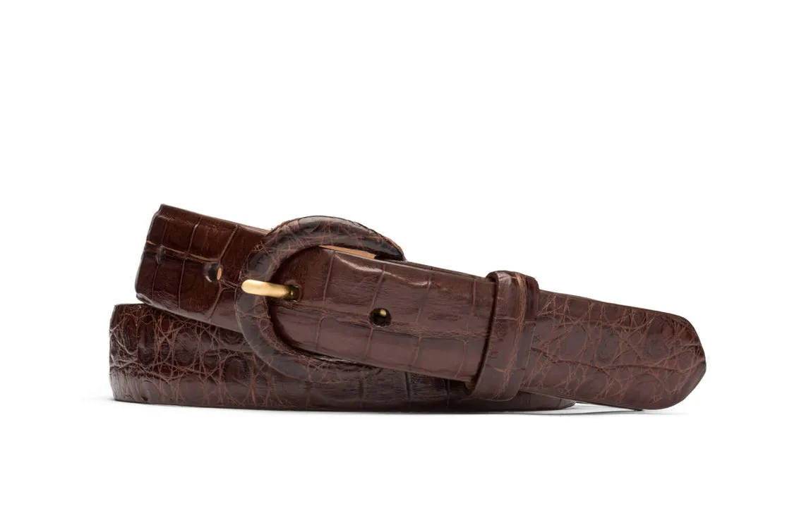 Caiman Crocodile Belt with Covered Buckle sold by W. Kleinberg