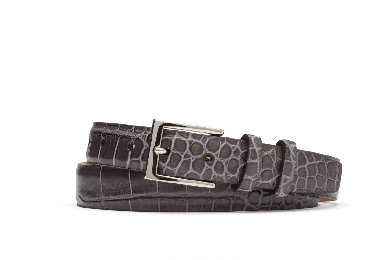 Embossed Crocodile Belt with Nickel Buckle sold by W. Kleinberg product image thumbnail 3