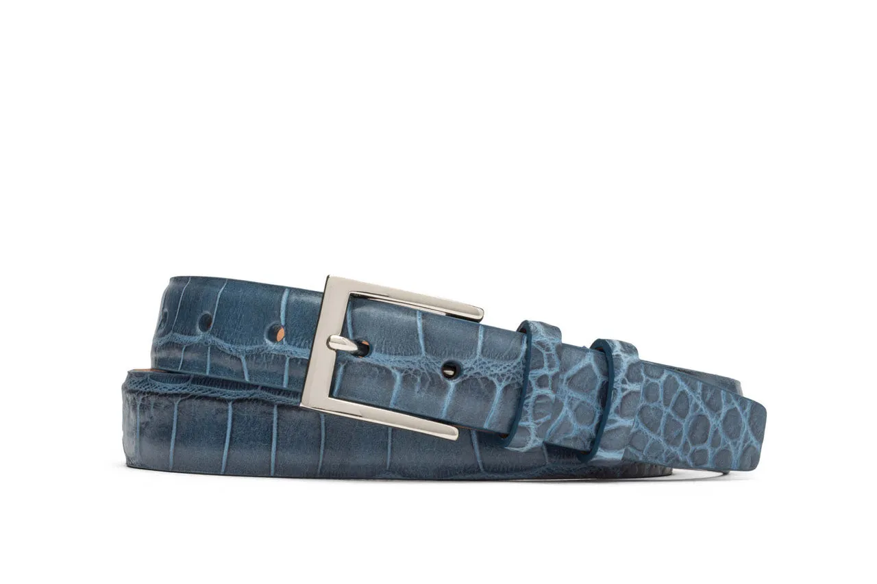 Embossed Crocodile Belt with Nickel Buckle sold by W. Kleinberg