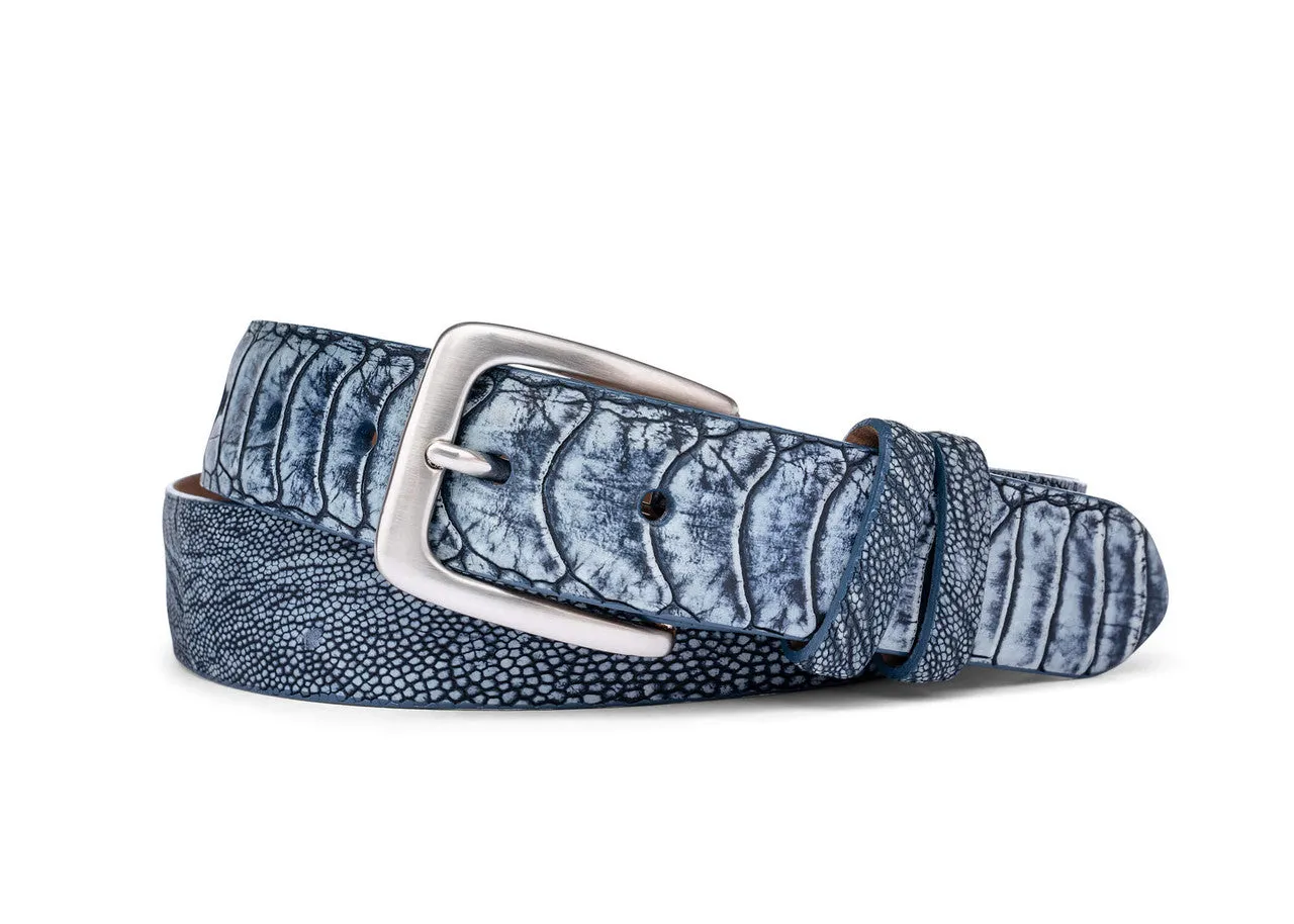 Washed Ostrich Leg Belt with Brushed Nickel Buckle sold by W. Kleinberg