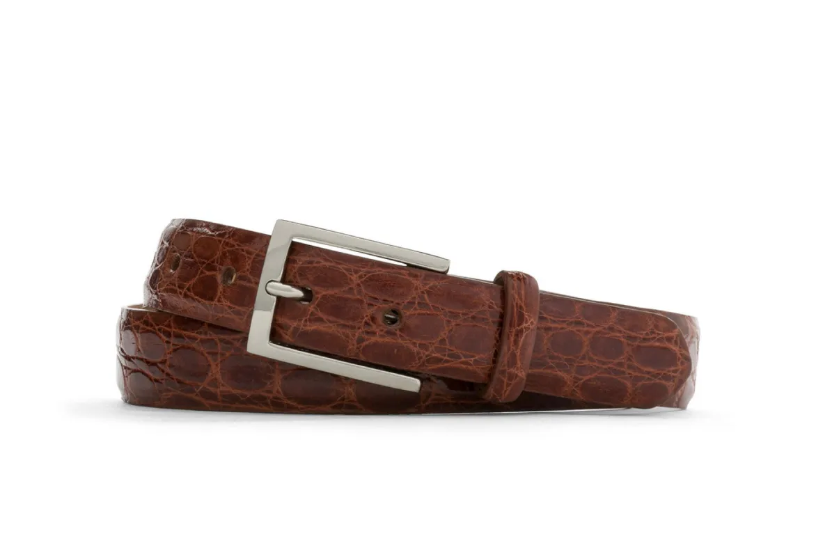 Glazed Crocodile Belt with Nickel Buckle sold by W. Kleinberg