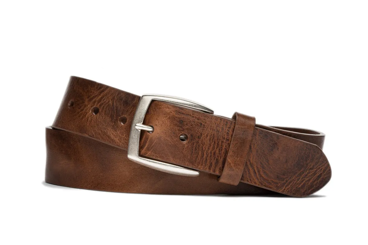Vintage Calf Leather Belt with Antique Nickel Buckle sold by W. Kleinberg