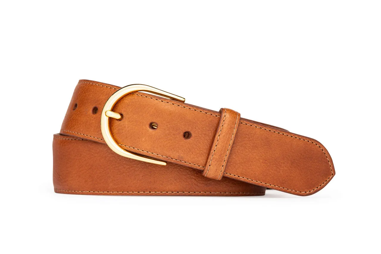 Textured Calf Belt with Brushed Gold Buckle sold by W. Kleinberg product image thumbnail 2