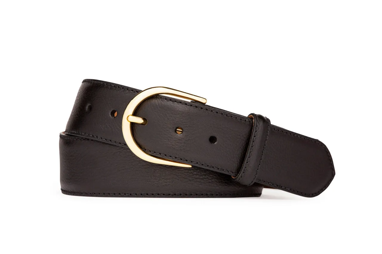 Textured Calf Belt with Brushed Gold Buckle sold by W. Kleinberg product image thumbnail 3