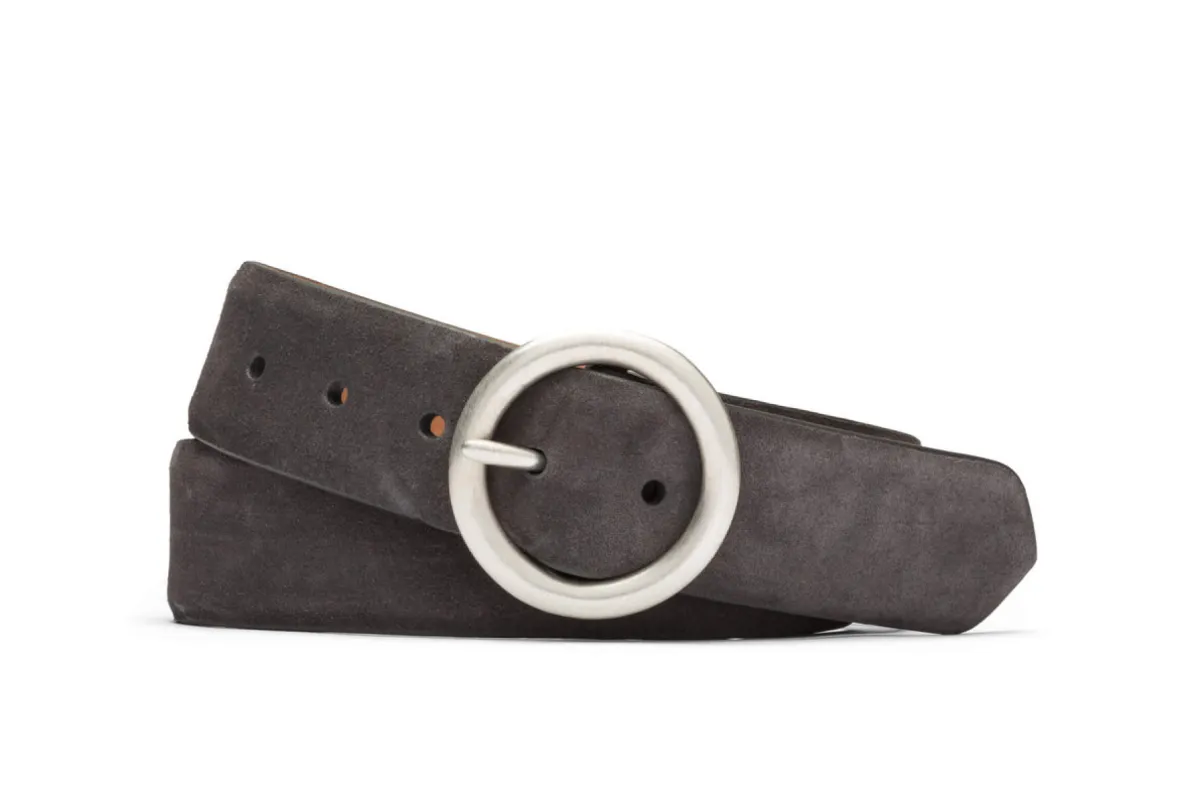 Suede Calf Belt with Circle Buckle sold by W. Kleinberg
