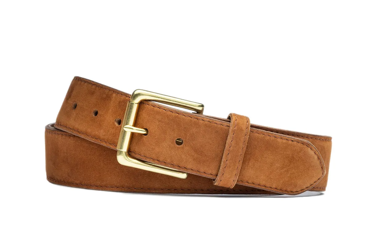 Nubuck Belt with Natural Brass Roller Buckle sold by W. Kleinberg product image thumbnail 4