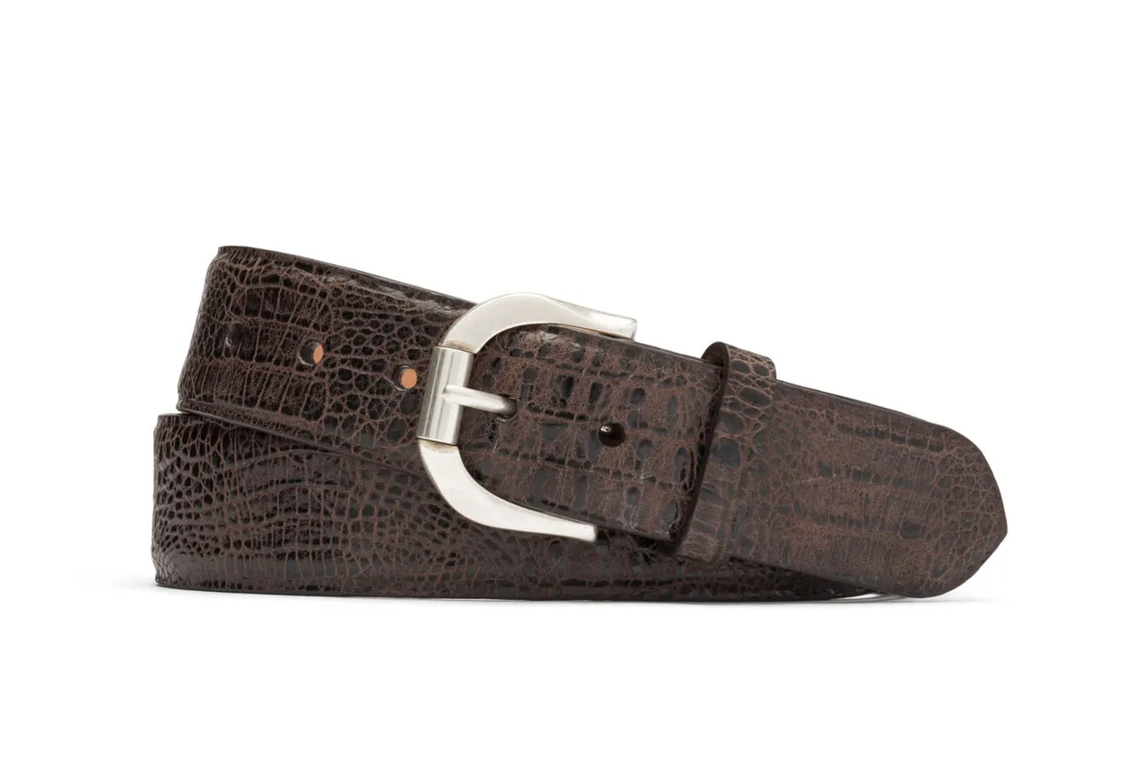 Embossed Crocodile Belt with Antique Roller Buckle sold by W. Kleinberg product image thumbnail 3