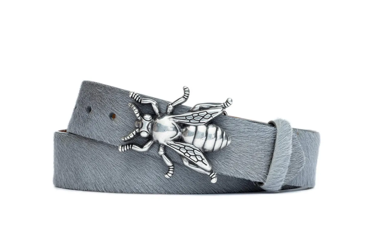 Calf Hair Belt with Bee Plaque Buckle sold by W. Kleinberg
