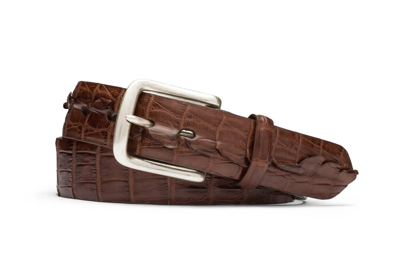 Hornback Alligator Tail Belt with Nickel Buckle sold by W. Kleinberg