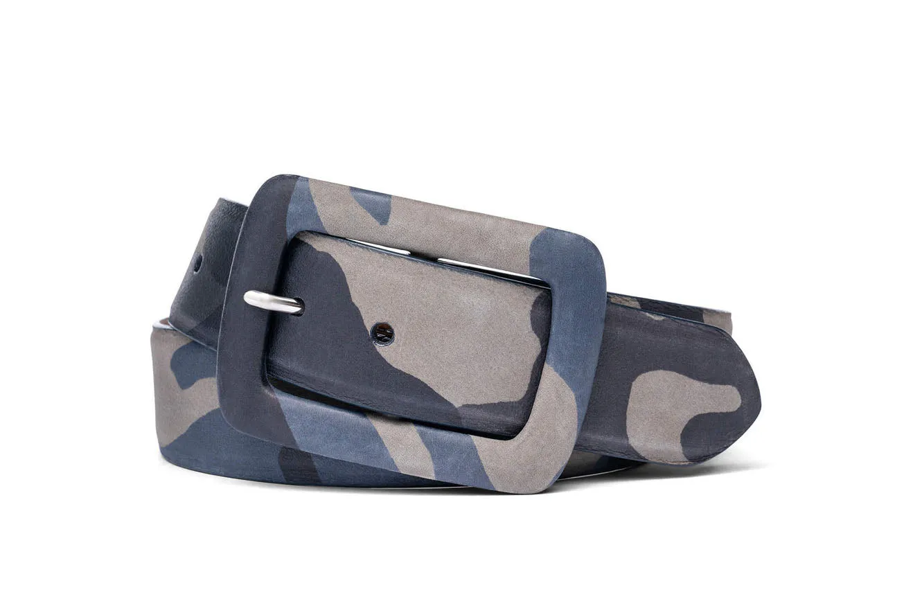 Camo Leather Belt with Covered Buckle sold by W. Kleinberg product image thumbnail 2