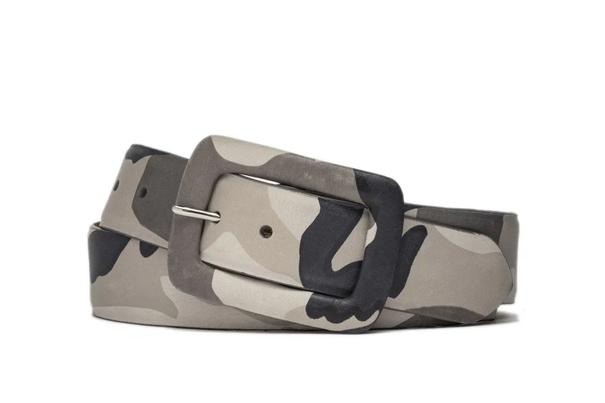 Camo Leather Belt with Covered Buckle sold by W. Kleinberg