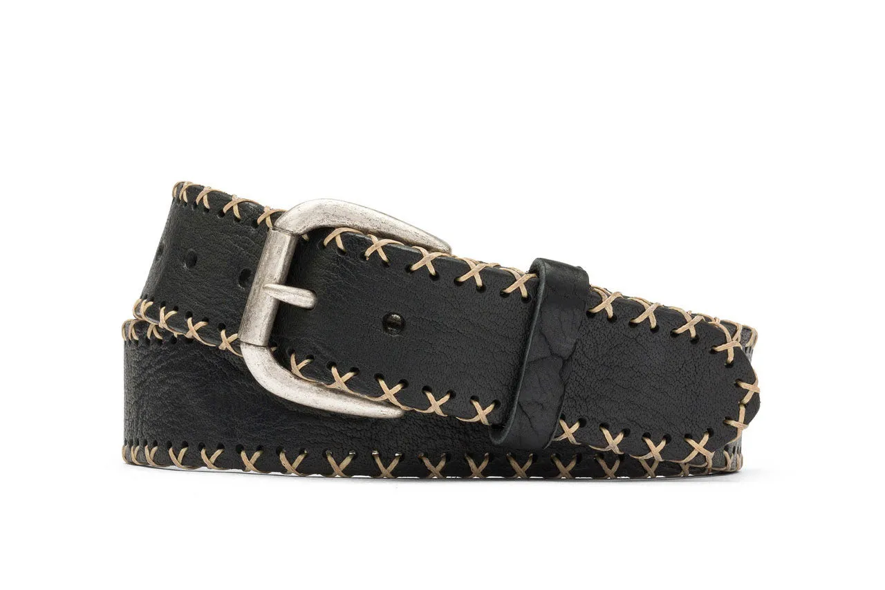 Aztec Cross Stitch Belt with Antique Nickel Buckle sold by W. Kleinberg