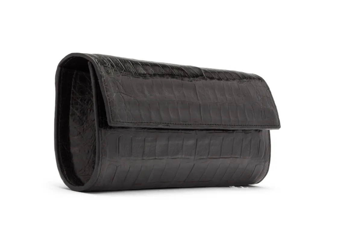 Caiman Crocodile Classic Clutch sold by W. Kleinberg