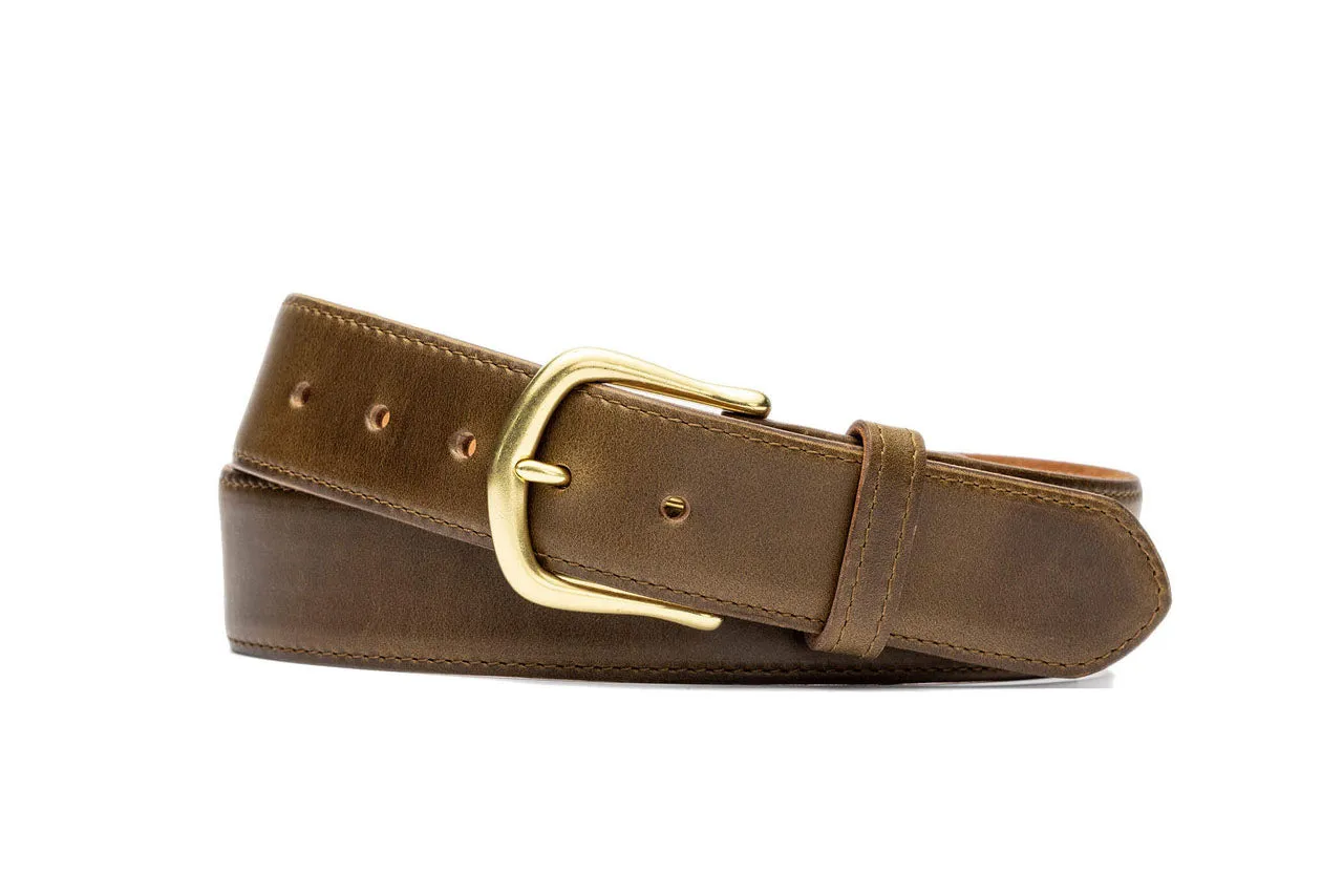Extra-Long Horween Chromexcel Belt with Natural Brass Buckle sold by W. Kleinberg product image thumbnail 2