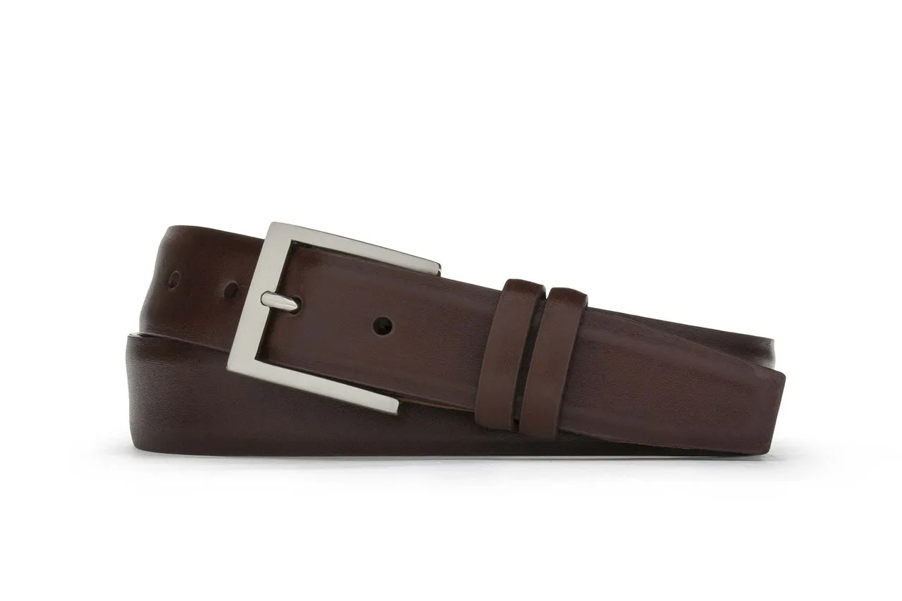 Extra-Long Semi-Matte Calf Belt with Brushed Nickel Buckle sold by W. Kleinberg product image thumbnail 2