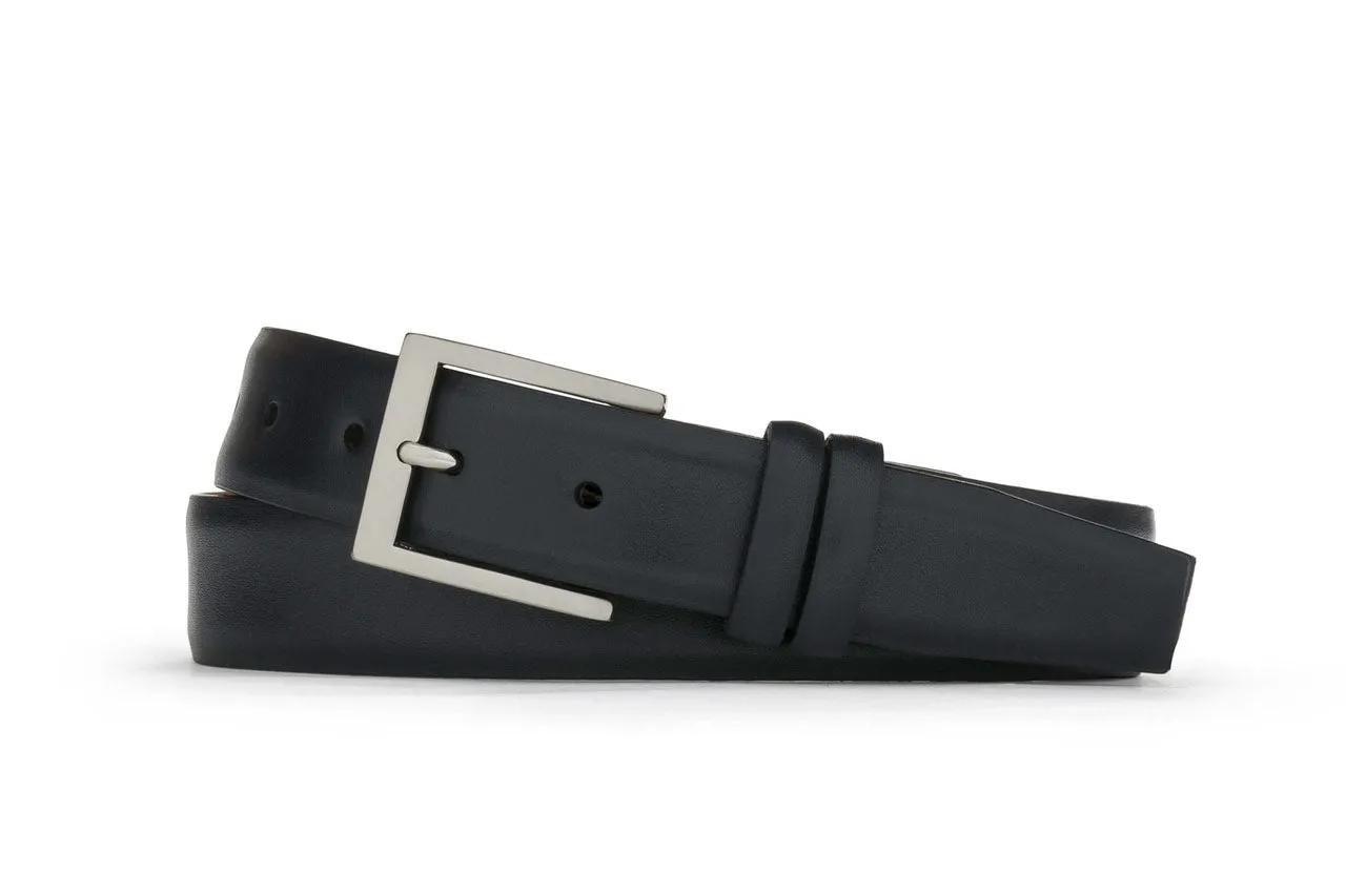 Extra-Long Semi-Matte Calf Belt with Brushed Nickel Buckle sold by W. Kleinberg
