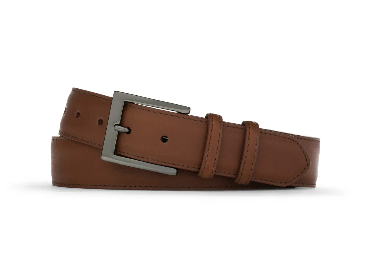 Extra-Long Matte Calf Belt with Gunmetal Buckle sold by W. Kleinberg