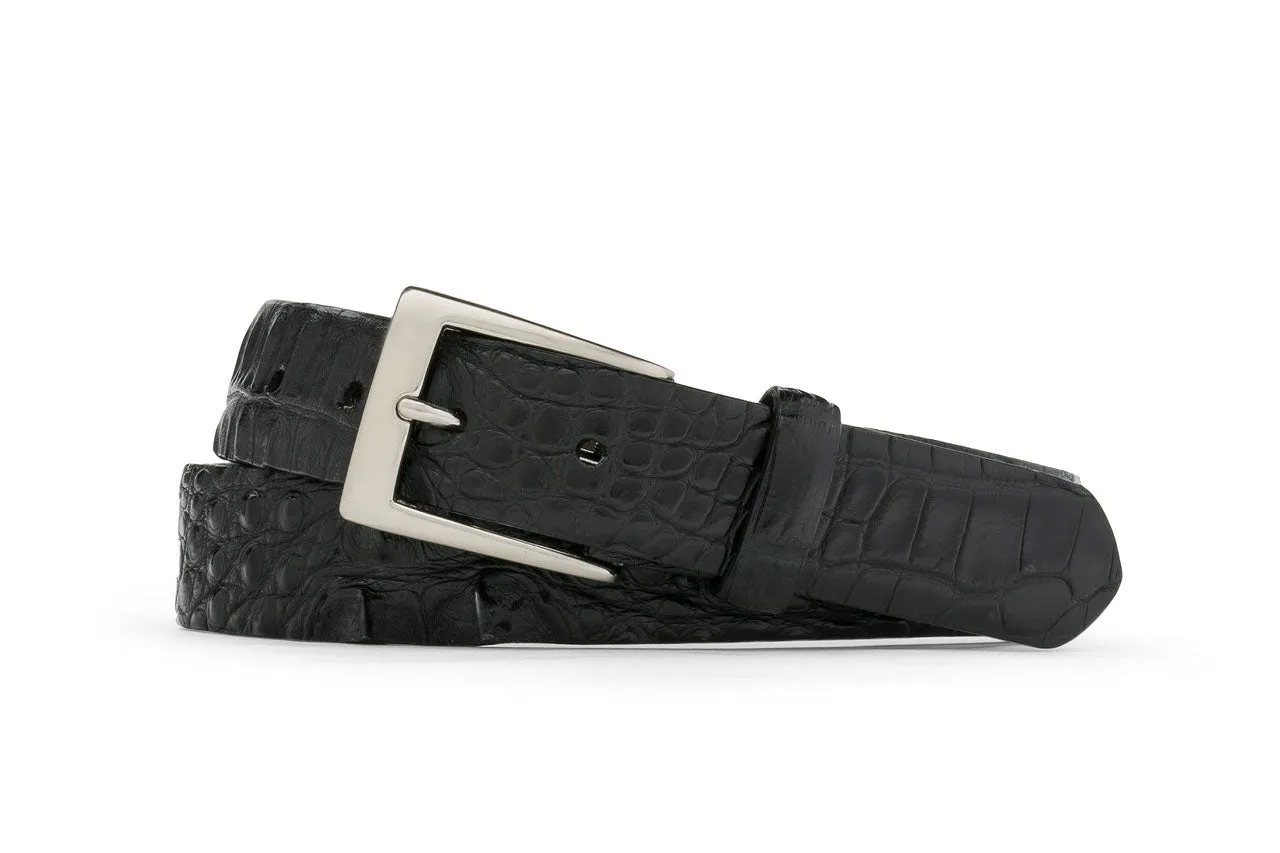 Extra-Long Hornback Alligator Belt with Brushed Nickel Buckle sold by W. Kleinberg