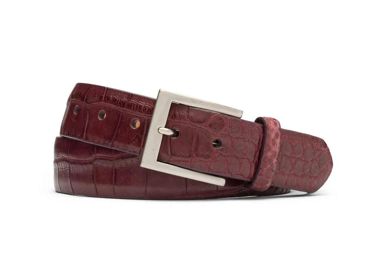 Extra-Long 1" Matte American Alligator Belt with Brushed Nickel and Gold Buckles sold by W. Kleinberg product image thumbnail 4