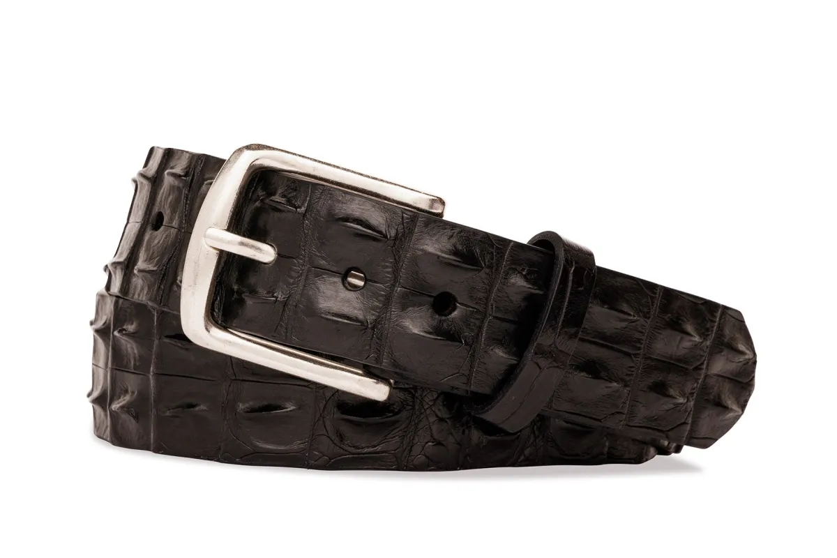 1-1/2" Hornback Crocodile Belt with Brushed Nickel Buckle sold by W. Kleinberg