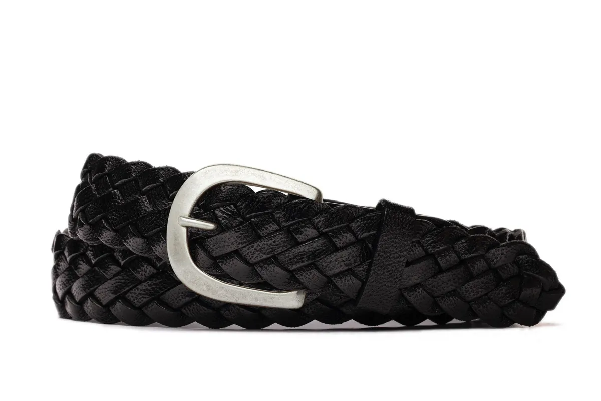 Classic Leather Braid Belt with Antiqued Silver Buckle sold by W. Kleinberg