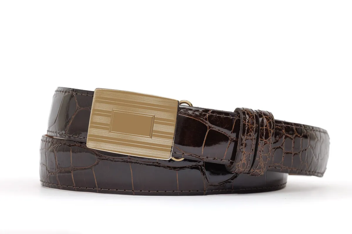 Glazed American Alligator Slide Strap with Compression Buckle sold by W. Kleinberg