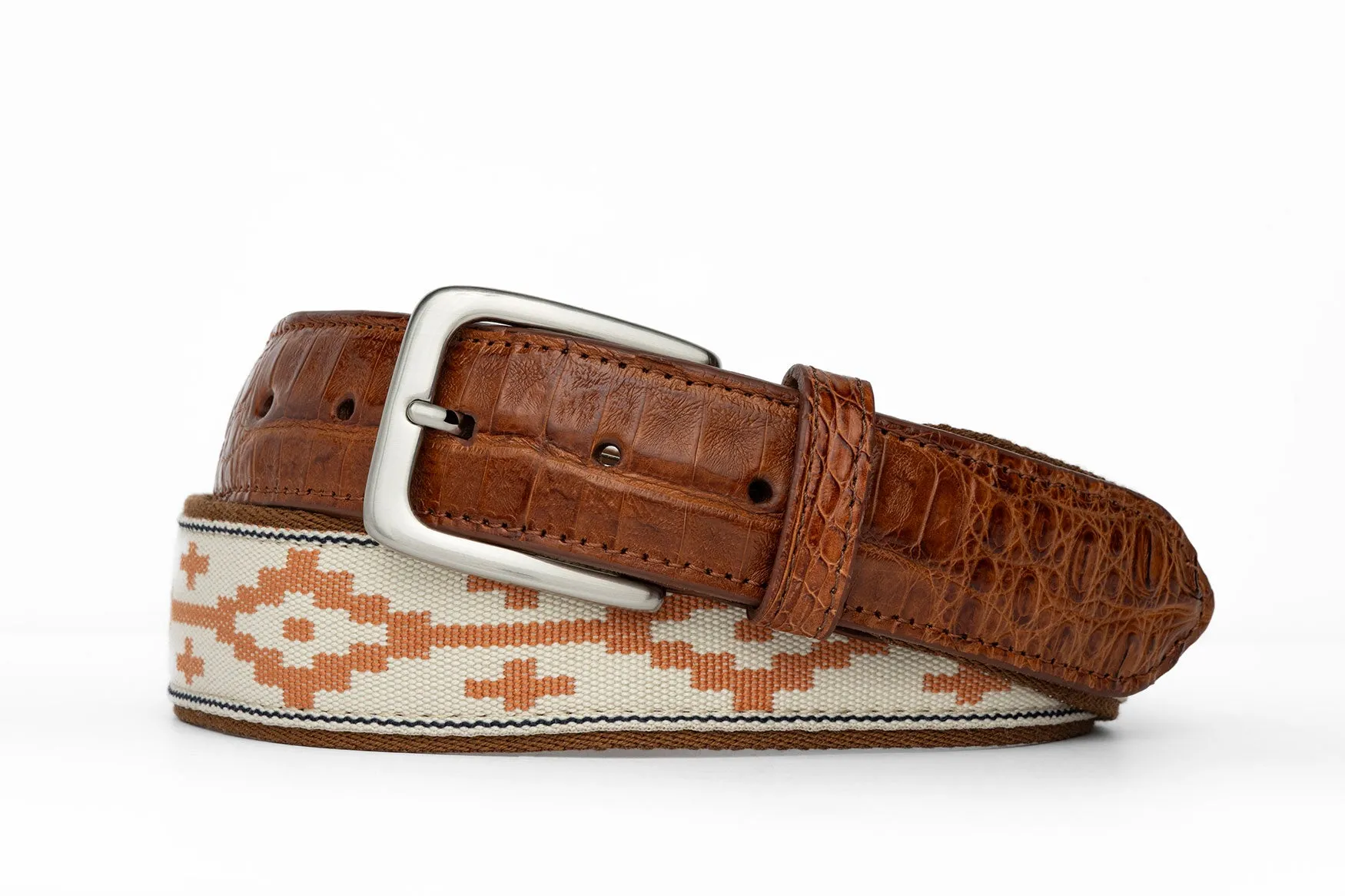 Satillo Belt with Crocodile Tabs and Brushed Nickel Buckle sold by W. Kleinberg product image thumbnail 2