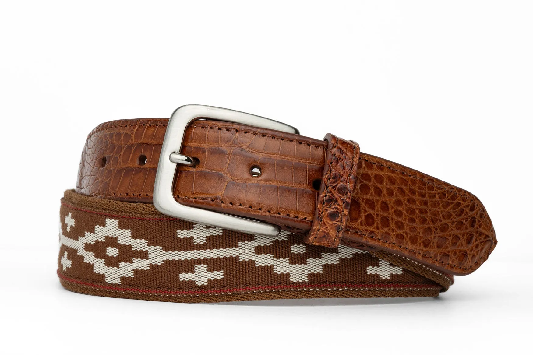 Satillo Belt with Crocodile Tabs and Brushed Nickel Buckle sold by W. Kleinberg product image thumbnail 4