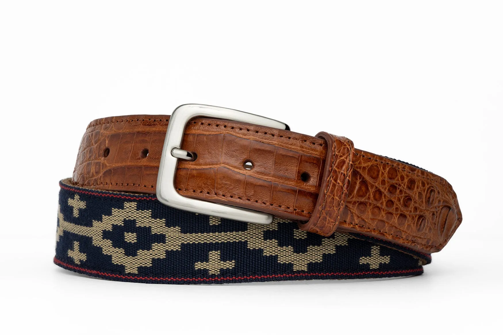 Satillo Belt with Crocodile Tabs and Brushed Nickel Buckle sold by W. Kleinberg product image thumbnail 3