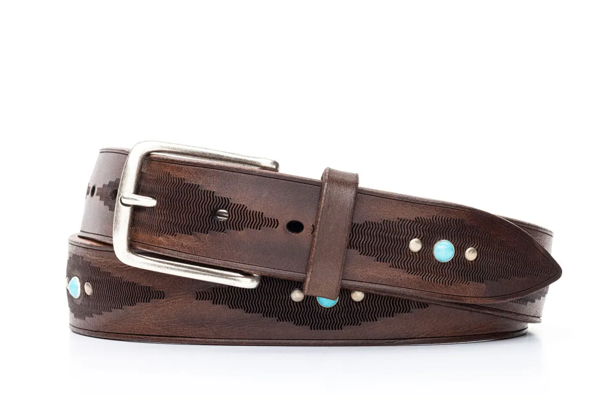 Italian Navajo Ranch Calf Belt with Antique Silver Buckle sold by W. Kleinberg