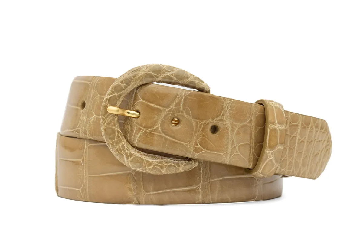 1-1/2" Glazed Alligator Belt with Covered Crescent Buckle sold by W. Kleinberg