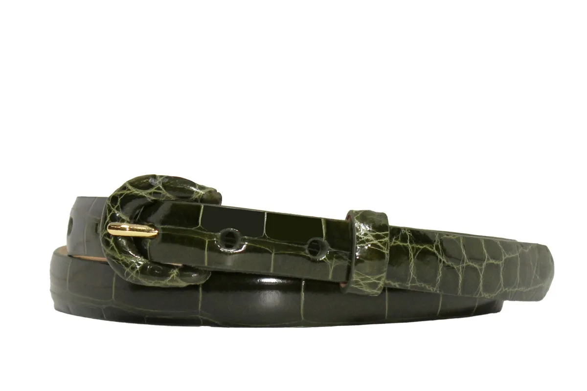 5/8" Glazed Alligator Belt with Covered Crescent Buckle sold by W. Kleinberg