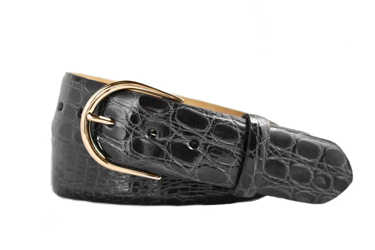 Tingas Crocodile Belt with Gold Buckle made by W. Kleinberg