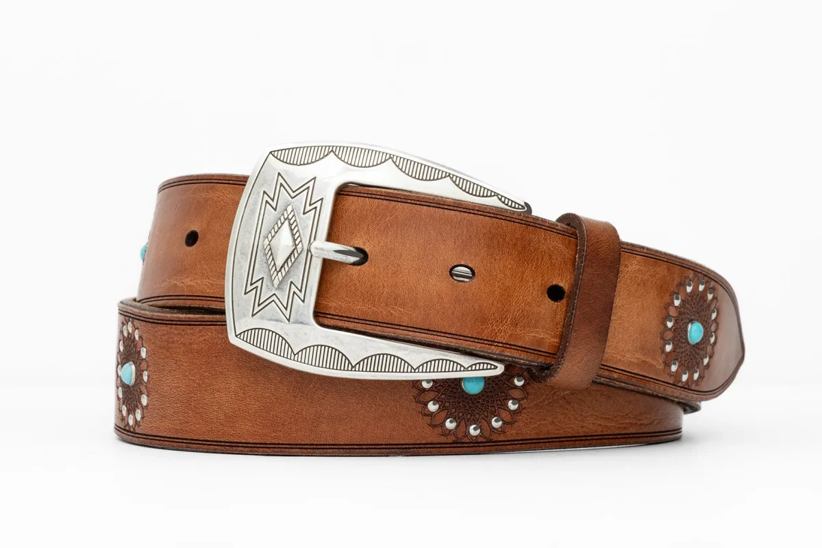 Italian Daisy Belt with Antique Silver Buckle made by W. Kleinberg