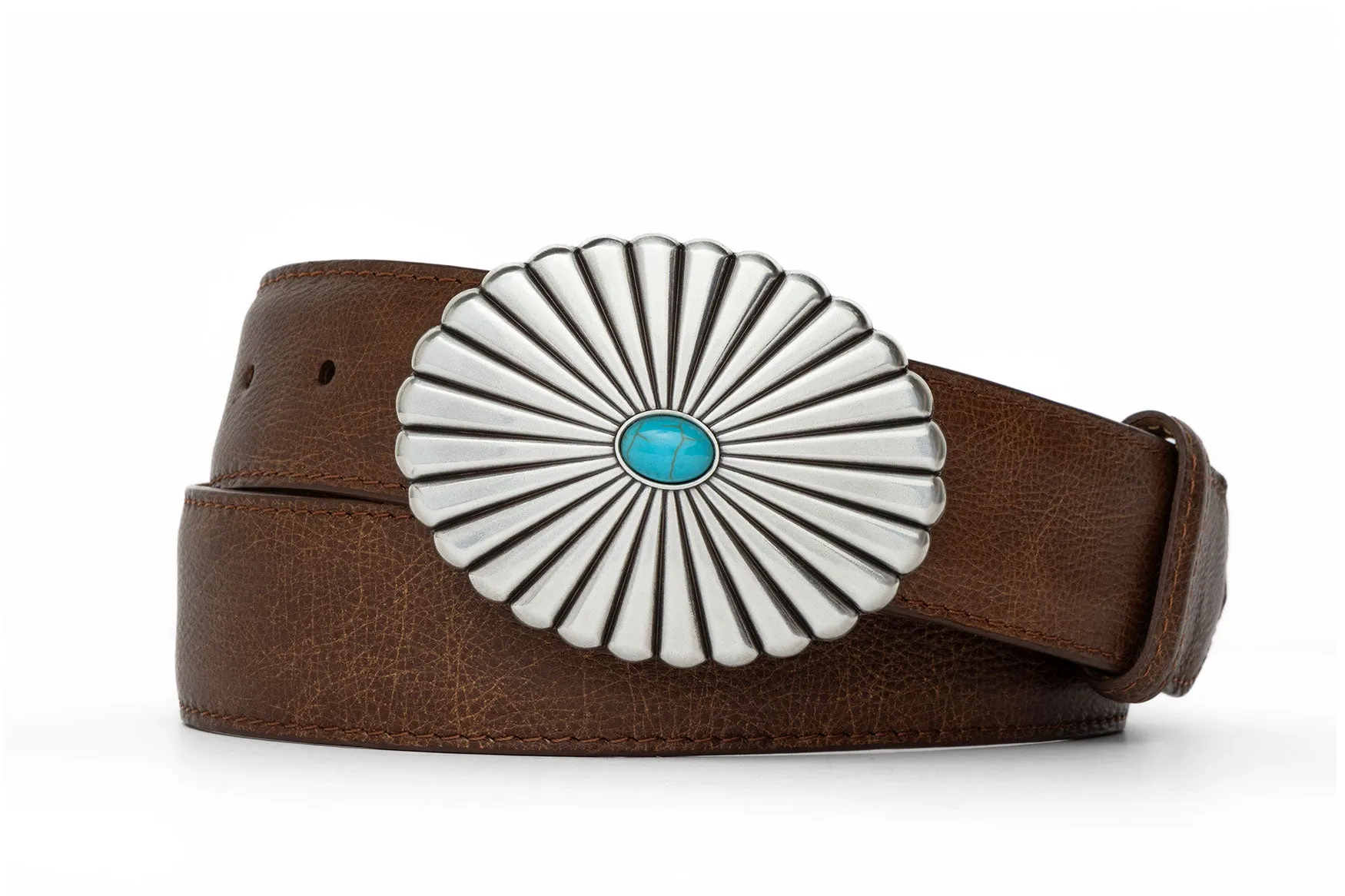 Outlaw Calf Belt with Turquoise-Accented Buckle sold by W. Kleinberg product image thumbnail 4