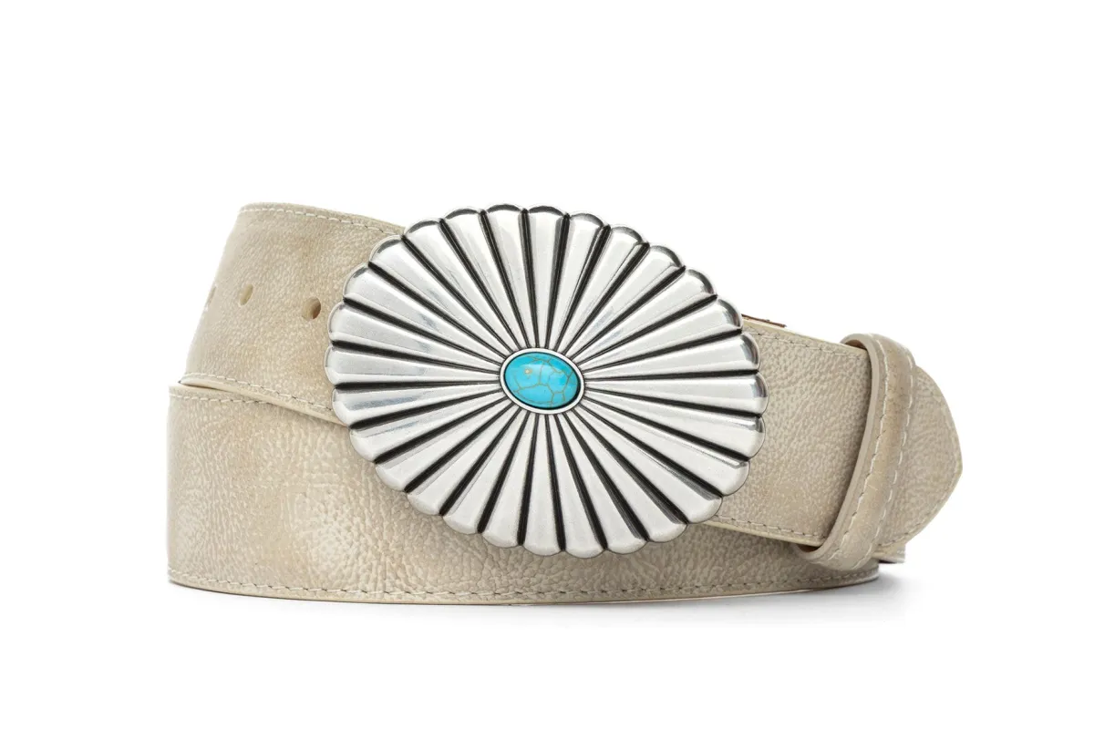 Outlaw Calf Belt with Turquoise-Accented Buckle made by W. Kleinberg