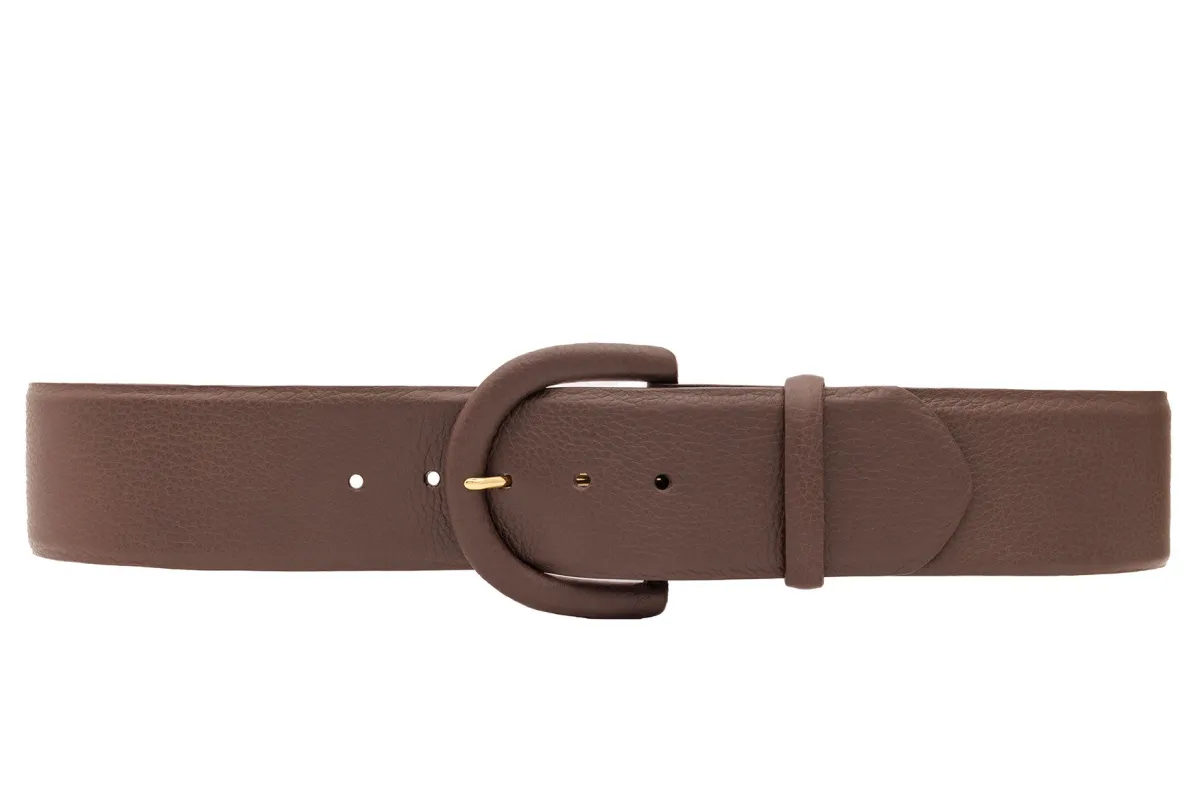 Contoured Pebbled Calf Belt with Covered Buckle made by W. Kleinberg