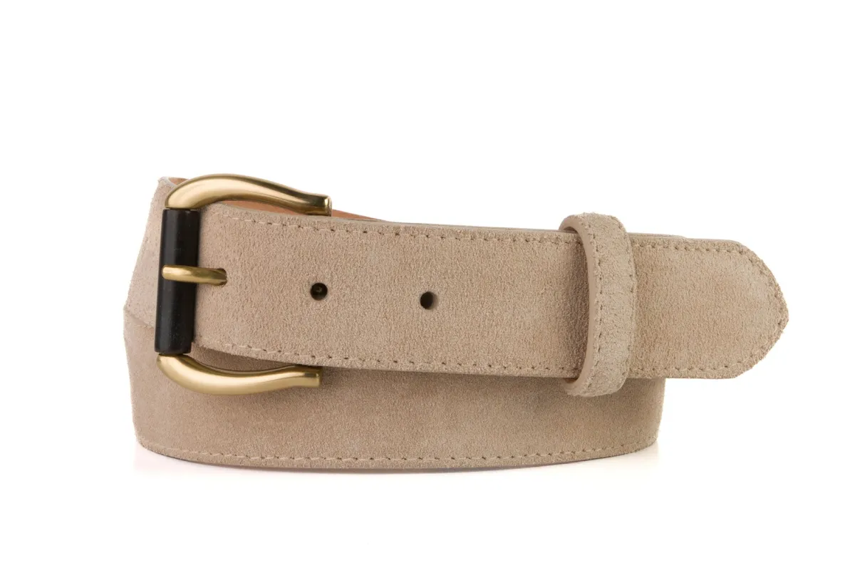 Suede Calf Belt with Horn Roller Buckle made by W. Kleinberg