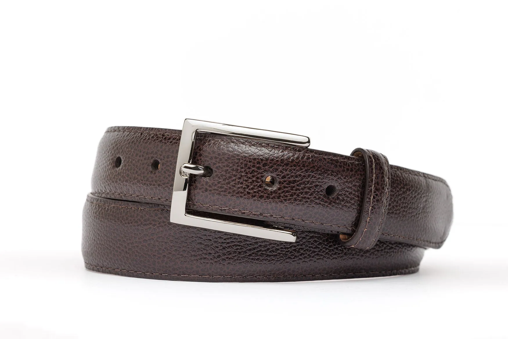 Pebbled Calf Belt with Nickel Buckle sold by W. Kleinberg product image thumbnail 2