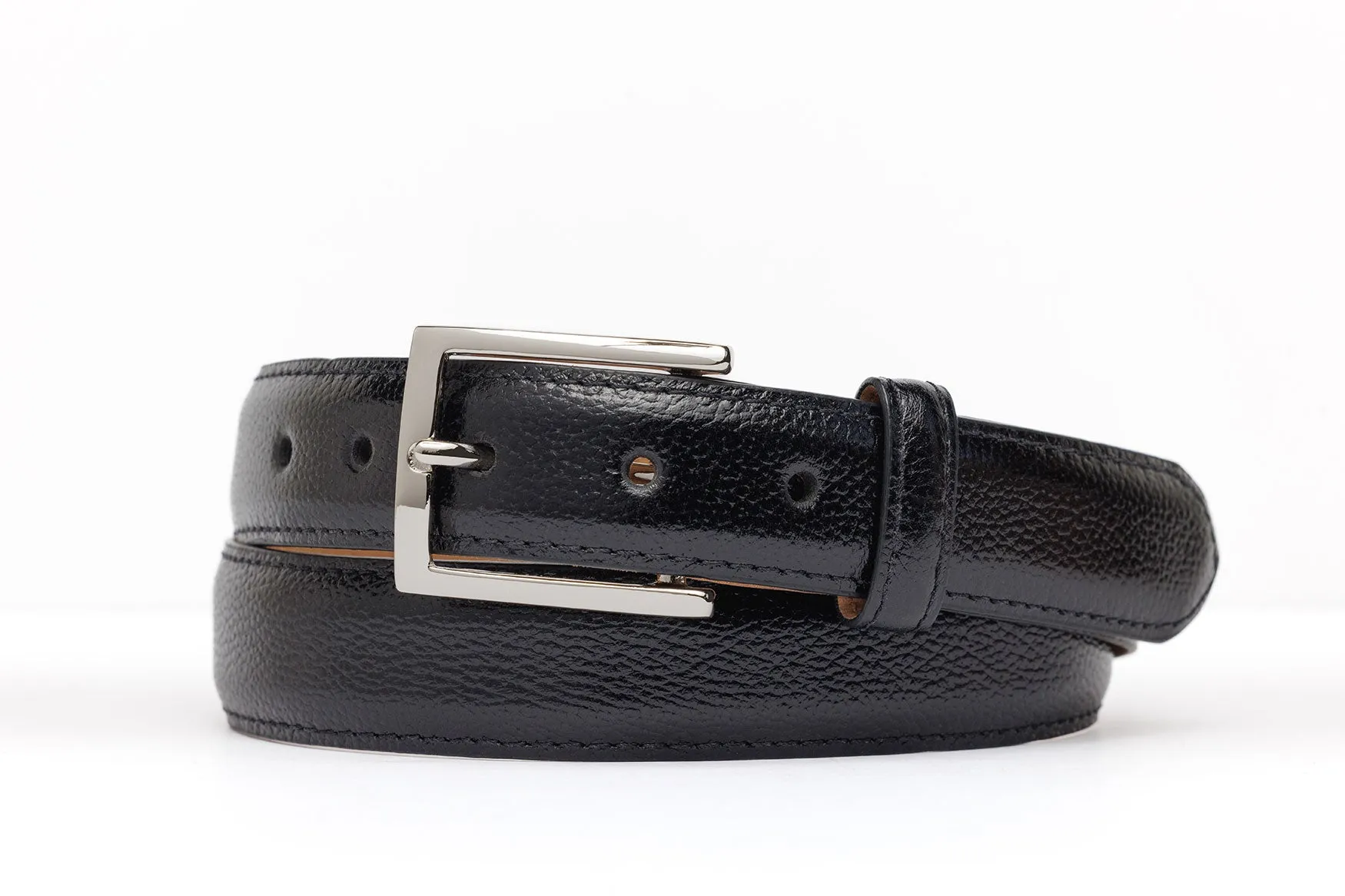 Pebbled Calf Belt with Nickel Buckle sold by W. Kleinberg product image thumbnail 3