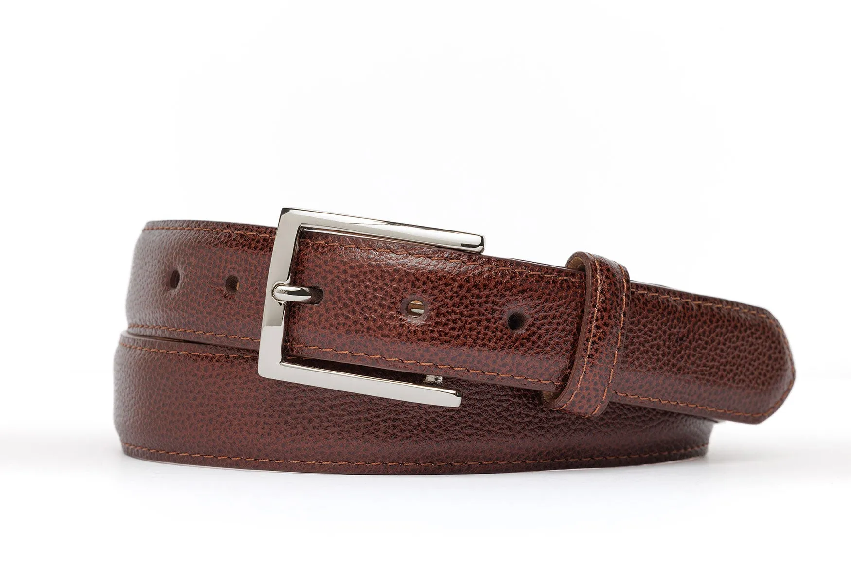 Pebbled Calf Belt with Nickel Buckle sold by W. Kleinberg